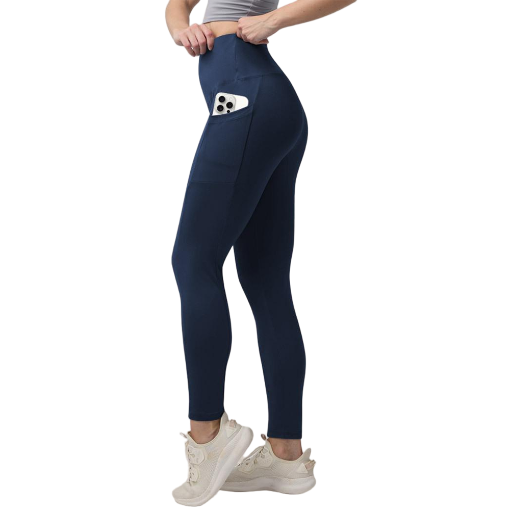 High Waisted Warm Wool Lined Tight Pants With Pockets