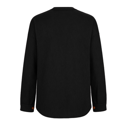 Women's Loose Fit Batwing Sleeve Waffle Knit Button Down Shirt Shacket Tops