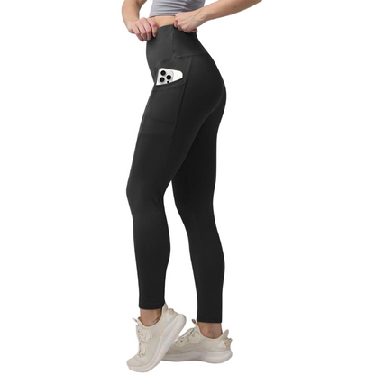 High Waisted Warm Wool Lined Tight Pants With Pockets