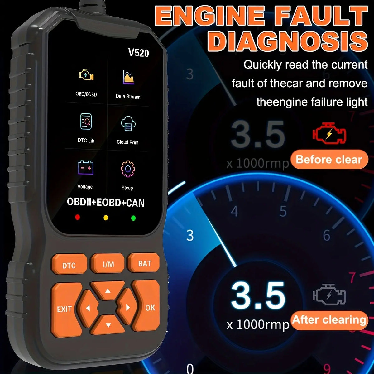 V520 OBD2 Car Diagnostic Scanner with Live Data