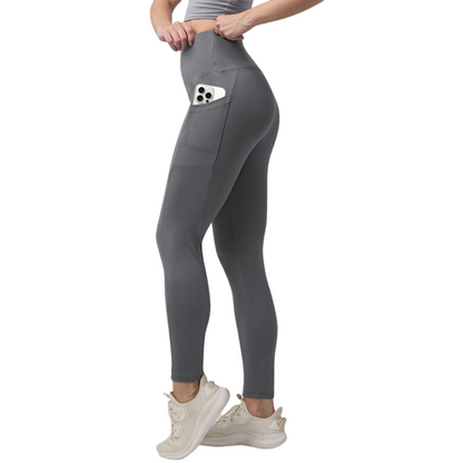 High Waisted Warm Wool Lined Tight Pants With Pockets