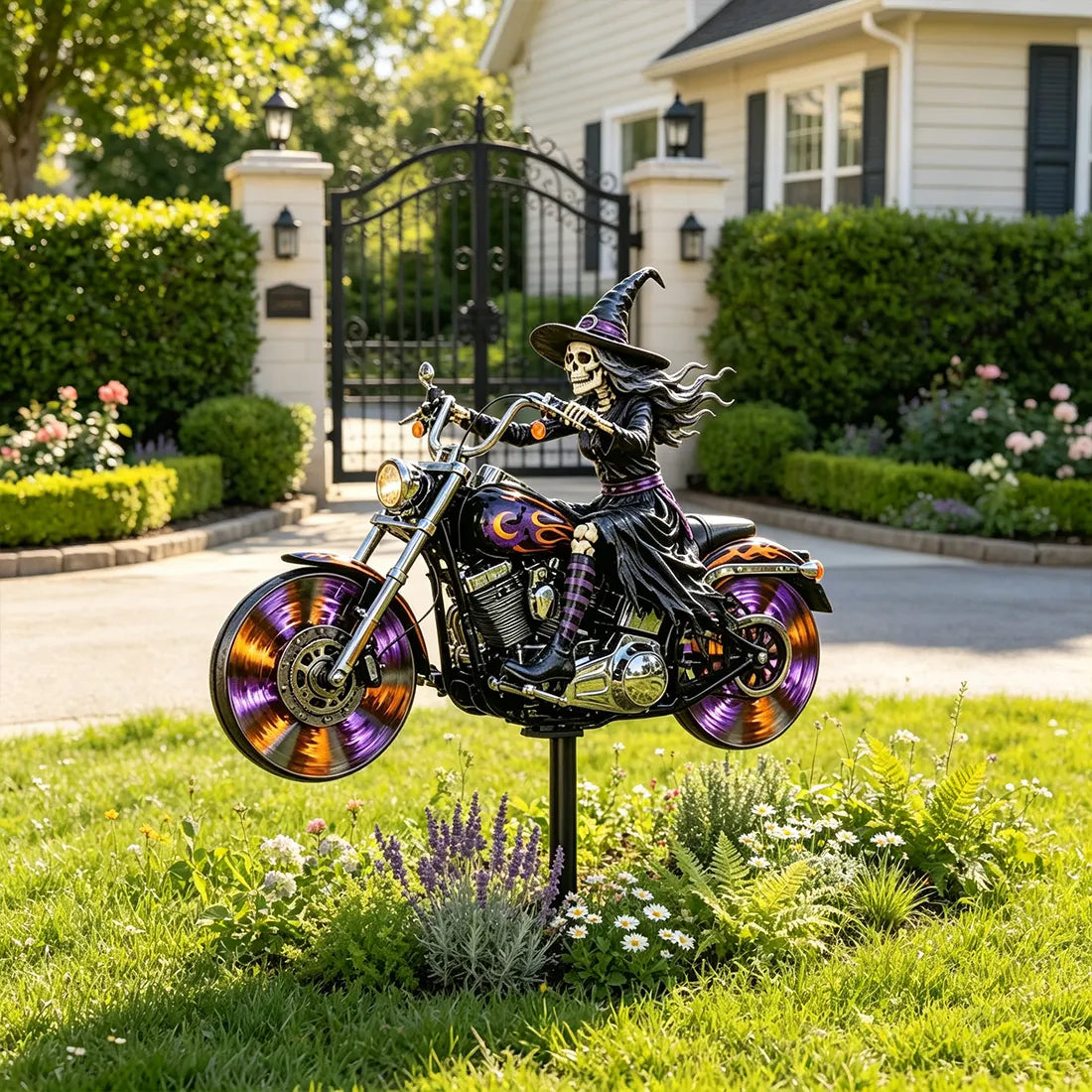 🎃 BikerSpooky Halloween Motorcycle Garden Windmill 🏍️