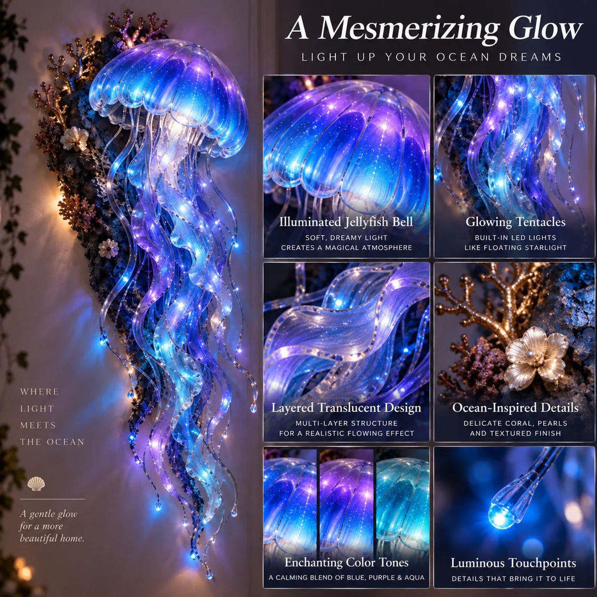 ⏰Limited Stock 50% OFF - 🌊✨ Enchanted Ocean Legends Lighted Wall Décor Collection 🐋🧜‍♀️