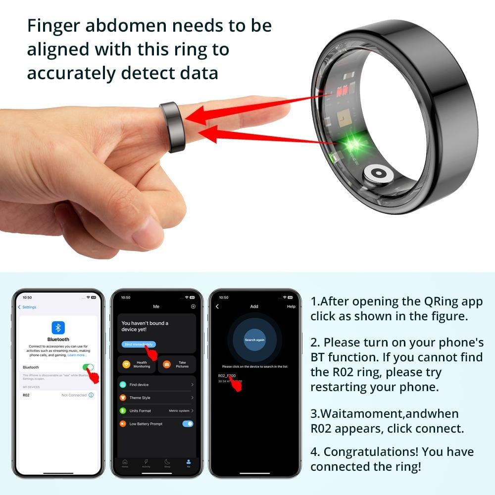 💍 5ATM Smart Ring with App Tracking – Sleep, Activity & Fitness