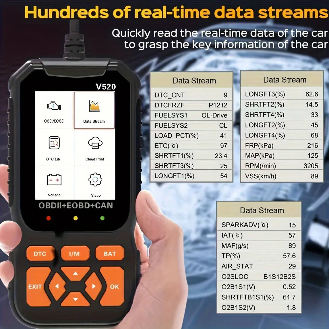 V520 OBD2 Car Diagnostic Scanner with Live Data
