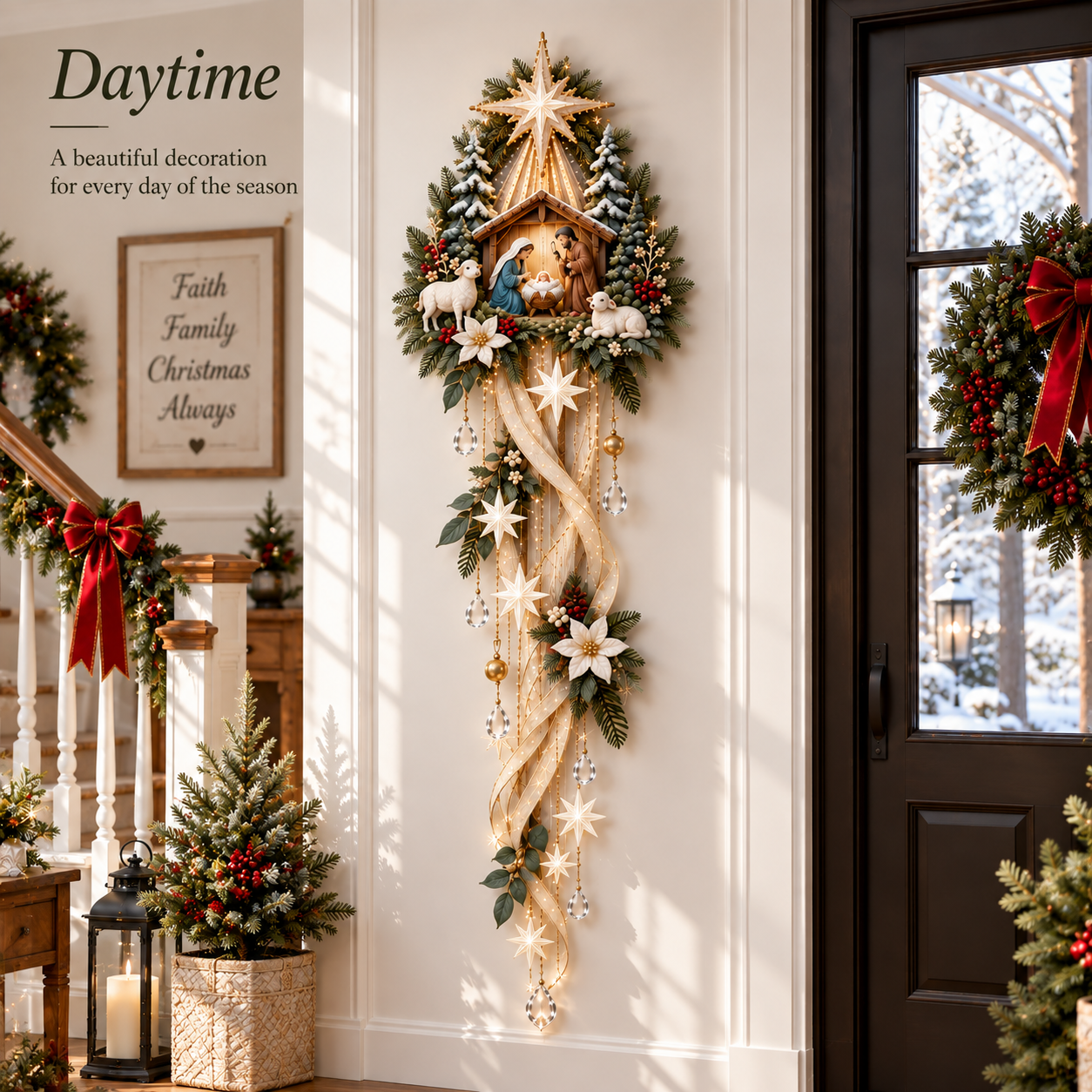 Nativity wall decoration during daytime