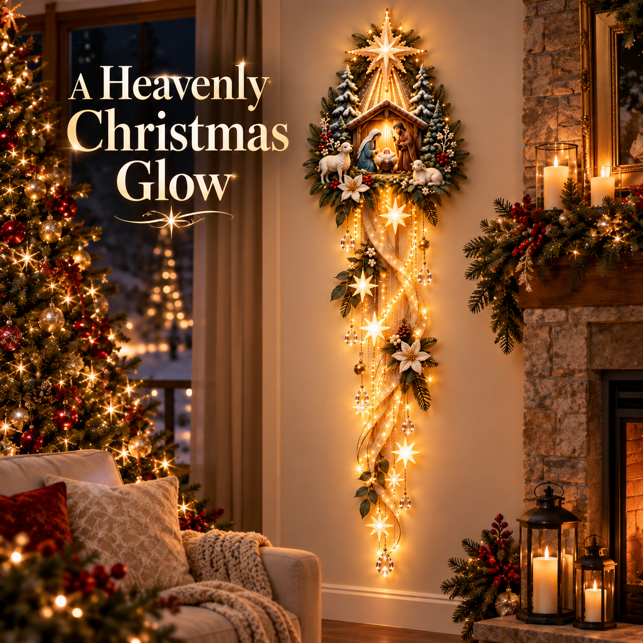 Heavenly Christmas Nativity Starfall glow