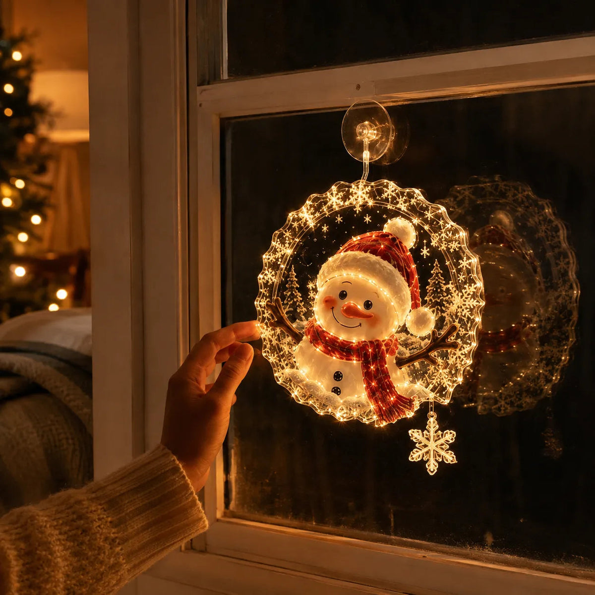 ✈️Last Day 50% OFF✨🎄Lighted Christmas Window Decoration with Suction Cup | Warm LED Window Light with Double-Layer Design & Multiple Festive Styles ✨