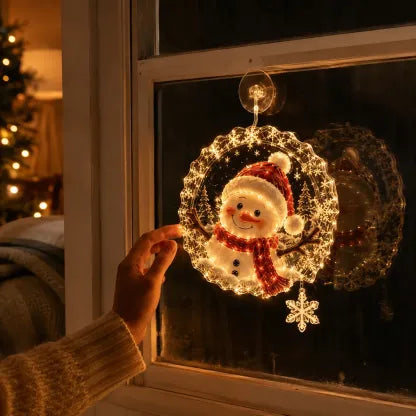 ✈️Last Day 50% OFF✨🎄Lighted Christmas Window Decoration with Suction Cup | Warm LED Window Light with Double-Layer Design & Multiple Festive Styles ✨