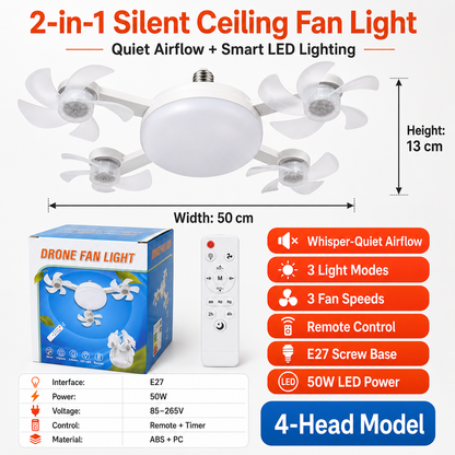 ❄️Stay Cool & Bright💡 2-in-1 Ceiling Fan Light 🏠Perfect for Bedrooms, Kitchens & Garages