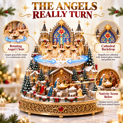 👼 Rotating Angel Choir Nativity Village | Lighted Christmas Centerpiece