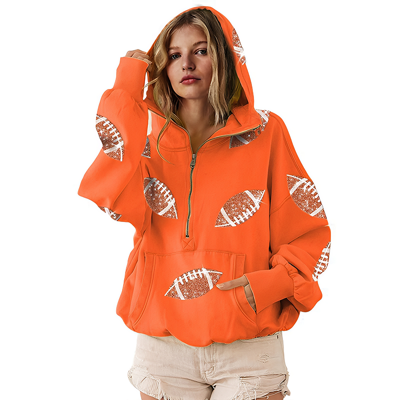 ‘Glam Kickoff’ Long Sleeve Zip Hoodie