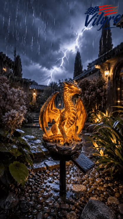 🔥LAST DAY 50% OFF✨Solar Dragon Garden Statue Light – Golden Ember Fantasy Outdoor Decor