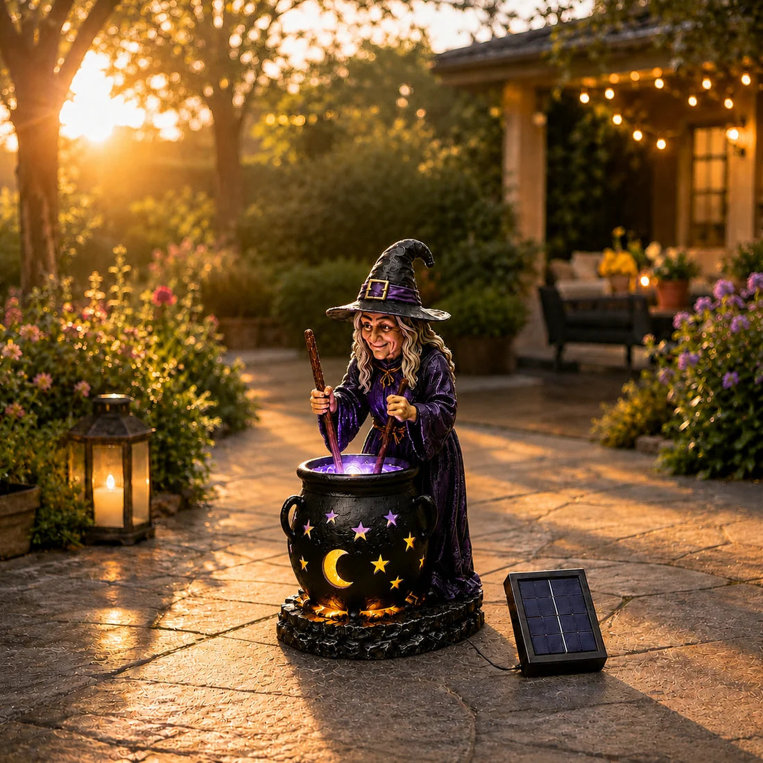 🧙‍♀️Lumière Solaire Chaudron Lumineux Sorcière d'Halloween🎃