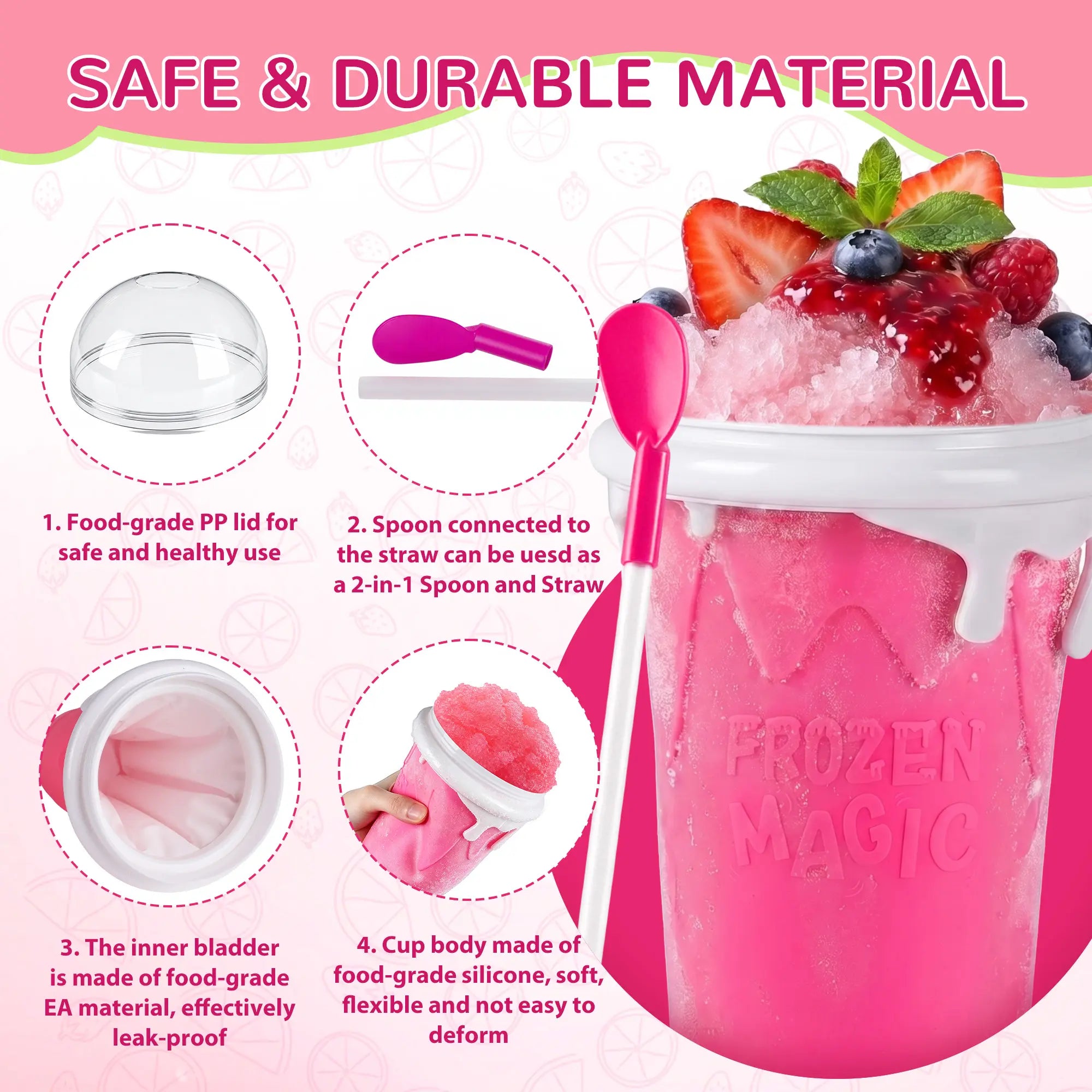 11.8oz Slushie Maker Cup with Lid & Straw for DIY Frozen Drinks