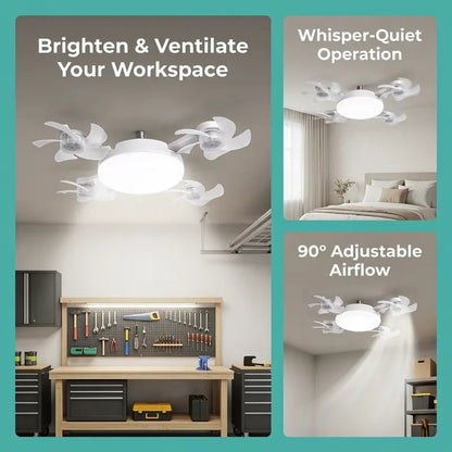 ❄️Stay Cool & Bright💡 2-in-1 Ceiling Fan Light 🏠Perfect for Bedrooms, Kitchens & Garages