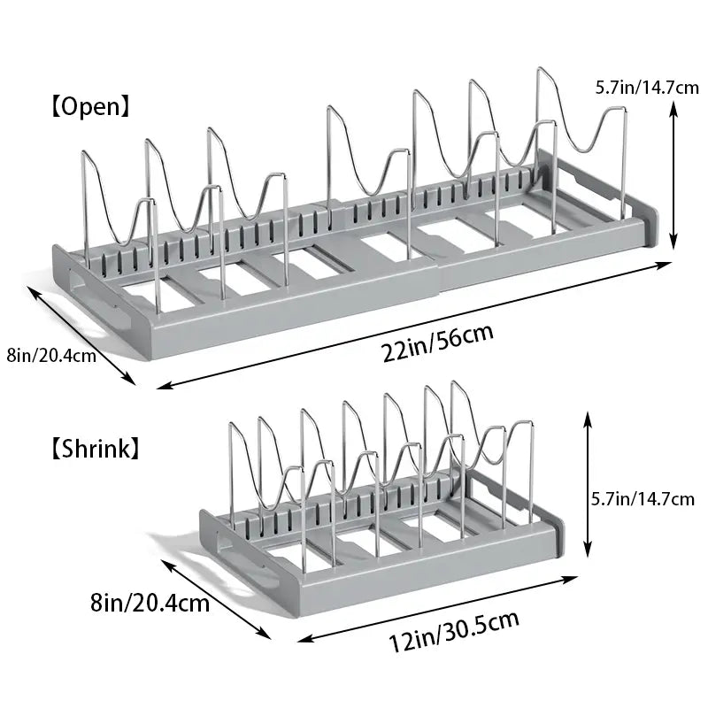 🍽️ 7/10-Slot Adjustable Tableware Organizer – Space-Saving Rack for Plates, Lids & Cutting Boards