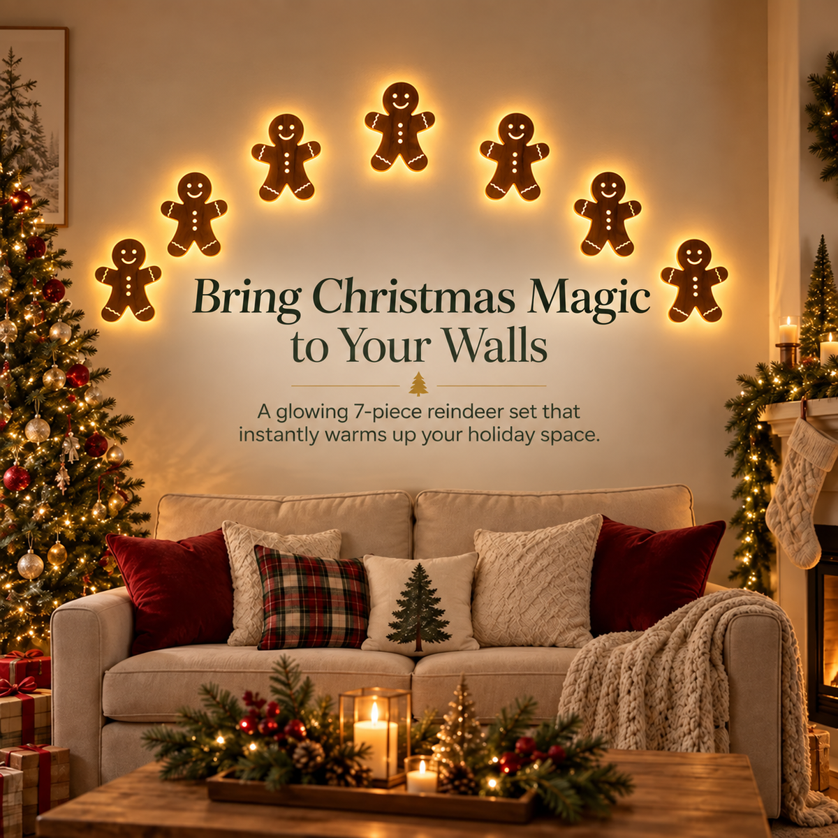 🎅🦌LED Reindeer Wall Decorations - Festive Christmas Lighting