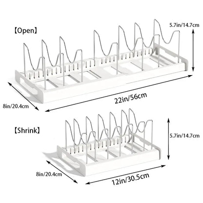 🍽️ 7/10-Slot Adjustable Tableware Organizer – Space-Saving Rack for Plates, Lids & Cutting Boards