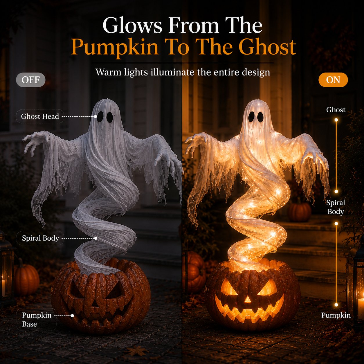 👻Limited Time Promotion🔥 Swirling Ghost Pumpkin Yard Lamp - Free Shipping 🎃
