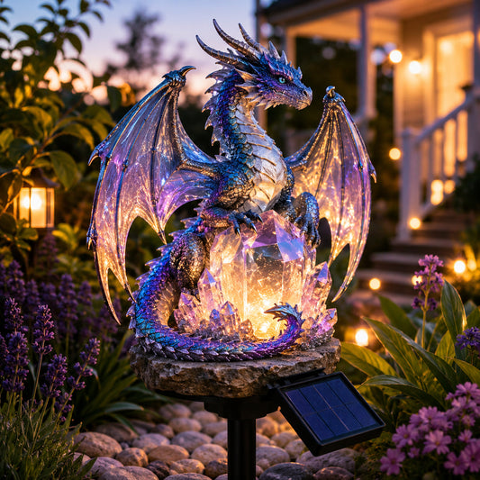 🔥LAST DAY 50% OFF-🐉 Golden Ember Solar Dragon Statue – Light-Up Fantasy Garden Decor