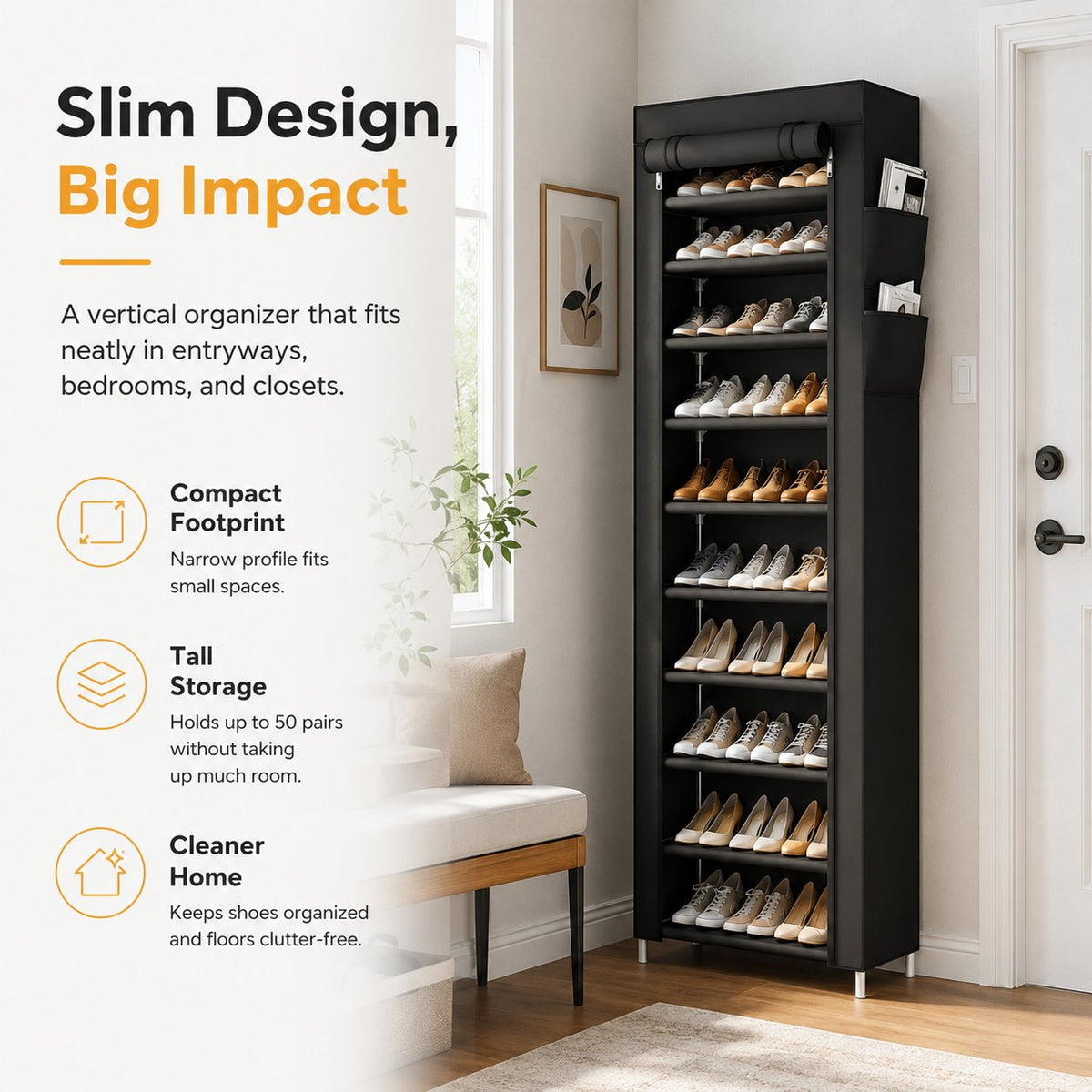 👟Large Capacity Shoe Storage Cabinet | Multi-Level Entryway Shoe Organizer With Dust Cover