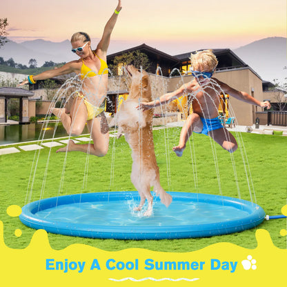 Pecute Dog Splash Pad Sprinkler Mat – Durable Non-Slip Water Play Mat