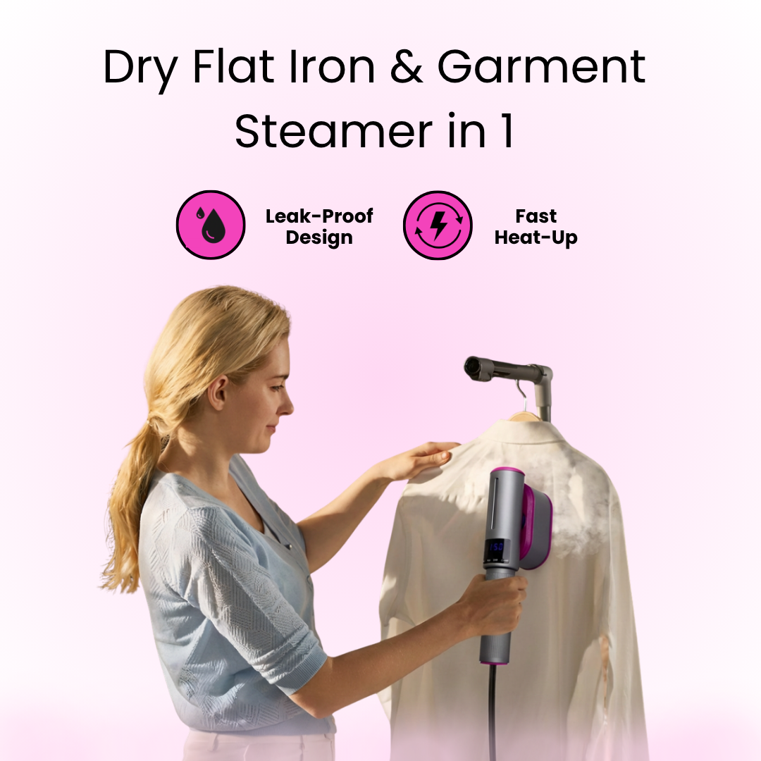 Portable 2-in-1 Rotating Clothes Steamer & Iron