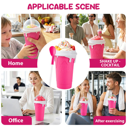 11.8oz Slushie Maker Cup with Lid & Straw for DIY Frozen Drinks