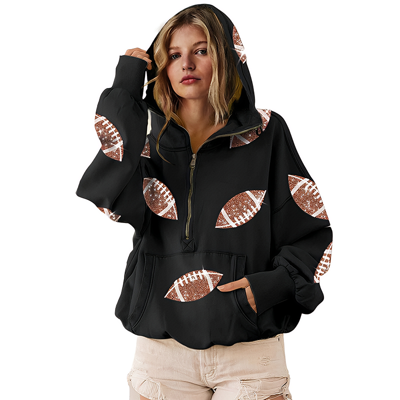 ‘Glam Kickoff’ Long Sleeve Zip Hoodie