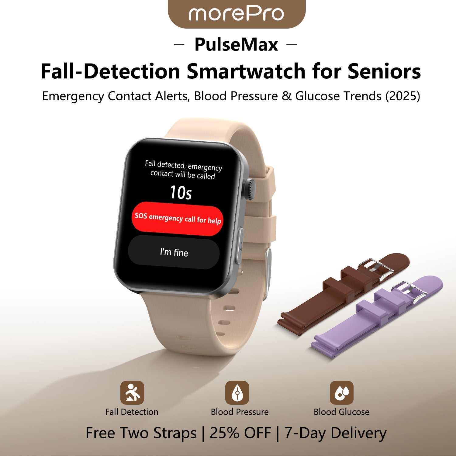Best Upgrade PulseMax Fall Detection Watch With Blood Glucose+Blood Pressure Monitoring+Calls 2026