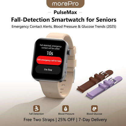 Best Upgrade PulseMax Fall Detection Watch With Blood Glucose+Blood Pressure Monitoring+Calls 2026