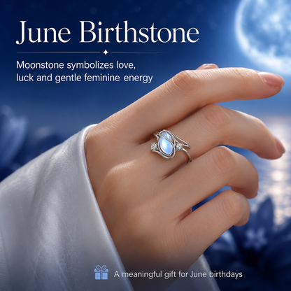 🎁💍925 Sterling Silver Rainbow Moonstone Ring