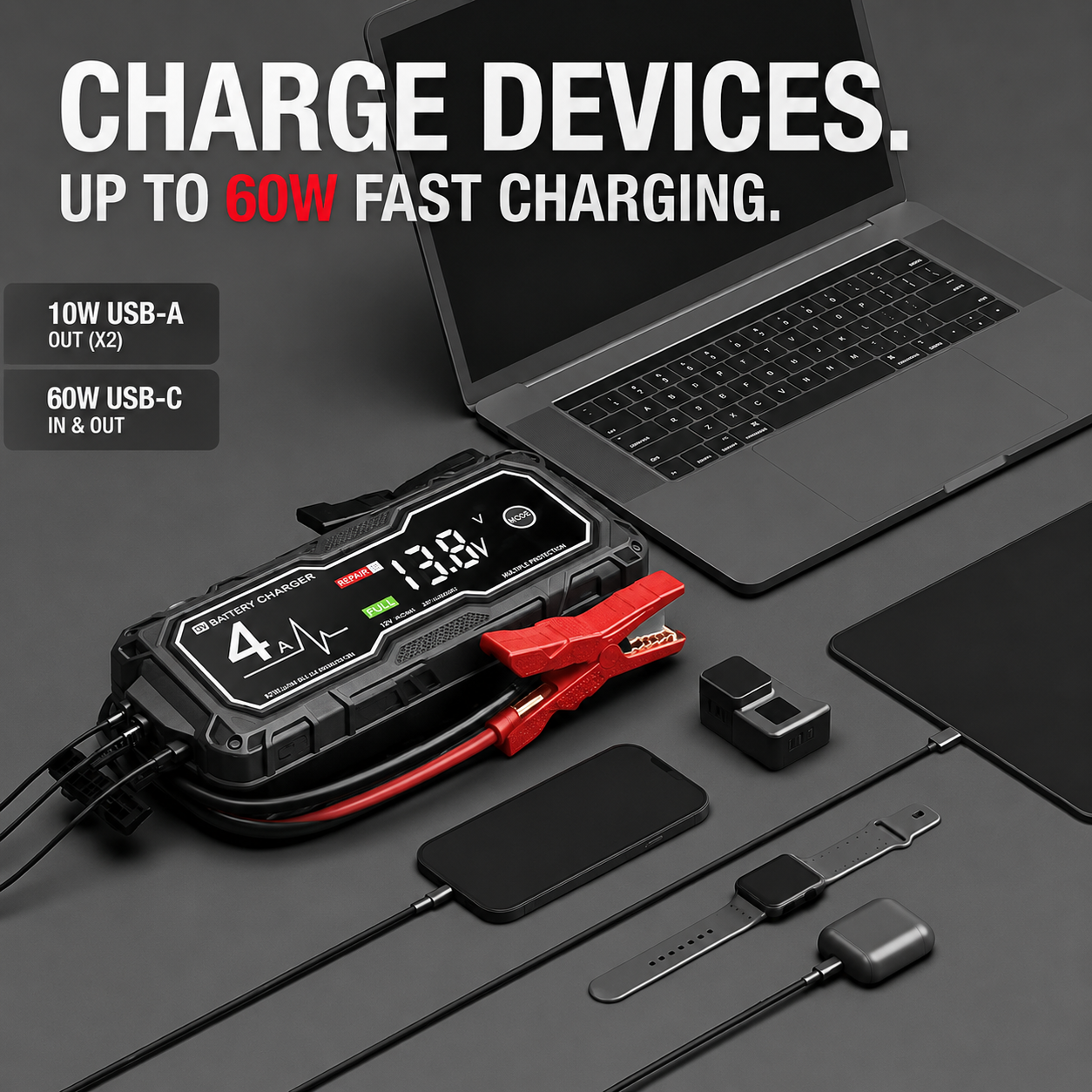 🔥🔥 Portable Car Jump Starter—Starts Up to 10.0L Gas & 8.0L Diesel Engines🔋