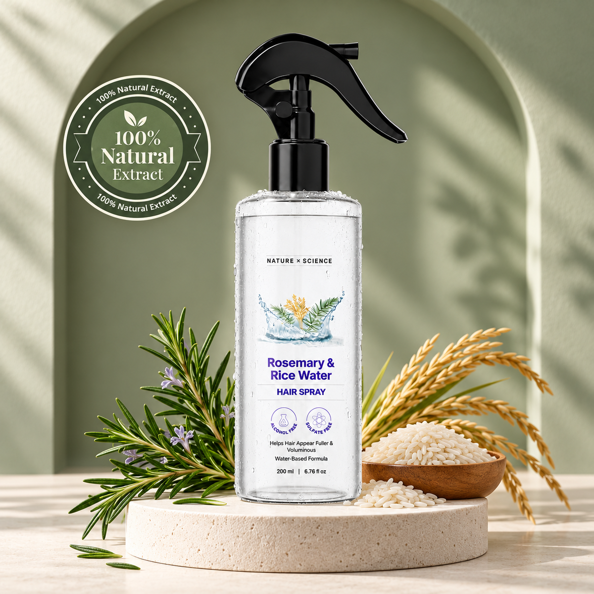 Rosemary Water and Rice Water |100% Natural Extract | Soft & Smooth Hair Non-Greasy & Fast Absorbing | 200 ml