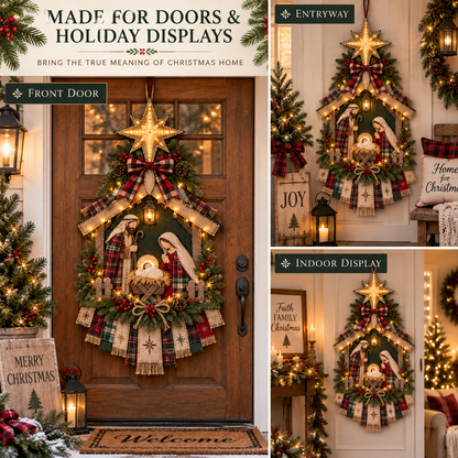 ⏳ Last Day 50% OFF – DIY Lighted Christmas Nativity Scene Door Hanging Kit 🎄