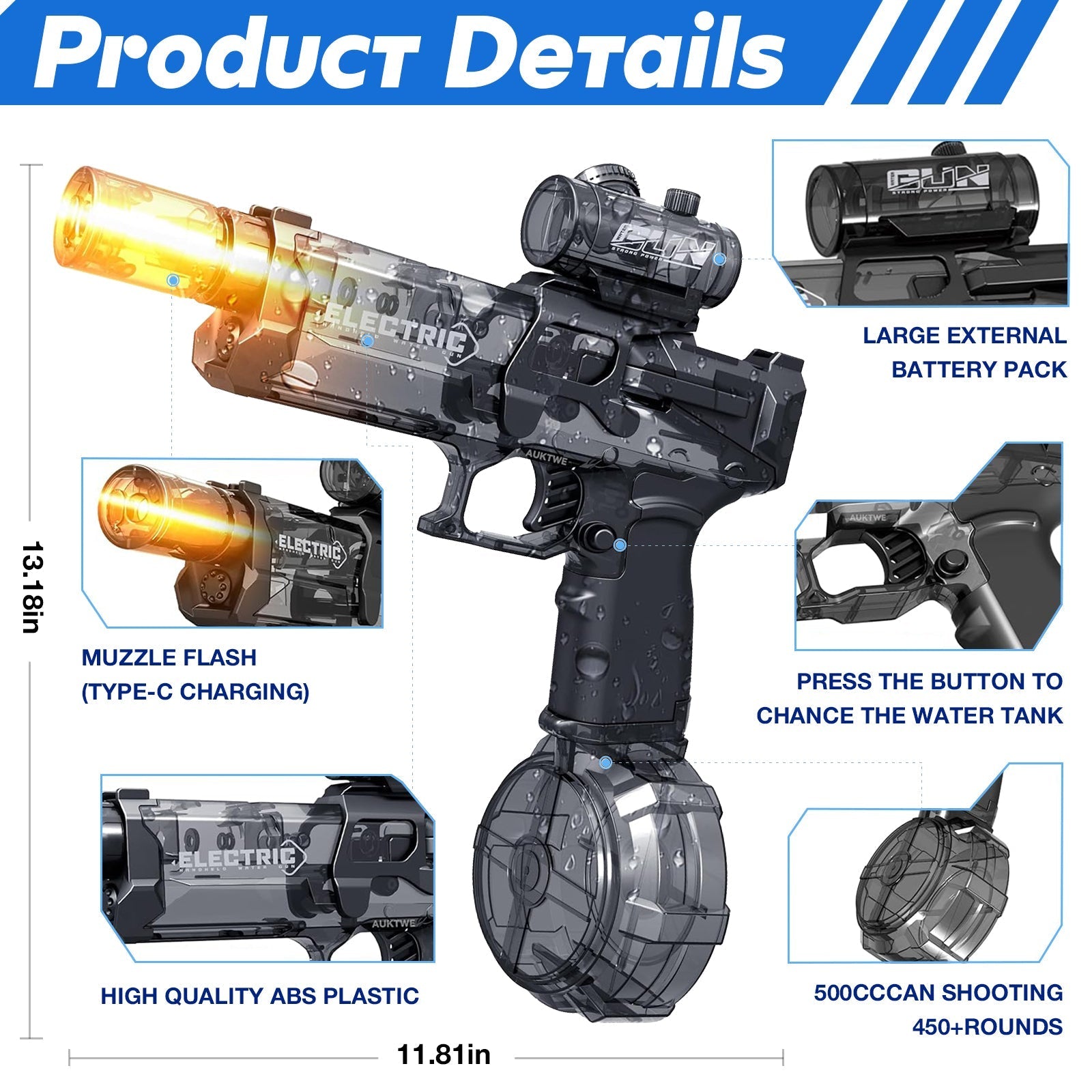 💦 Automatic Electric Water Blaster – High-Capacity Space Ring Pistol for Summer Beach & Pool Play ☀️