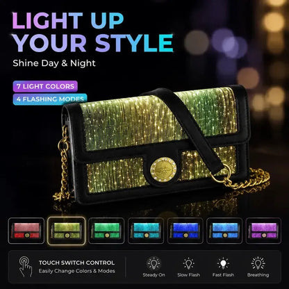🌈 Fiber Optic Light-Up Crossbody Bag – 7 Colors & 4 Light Modes