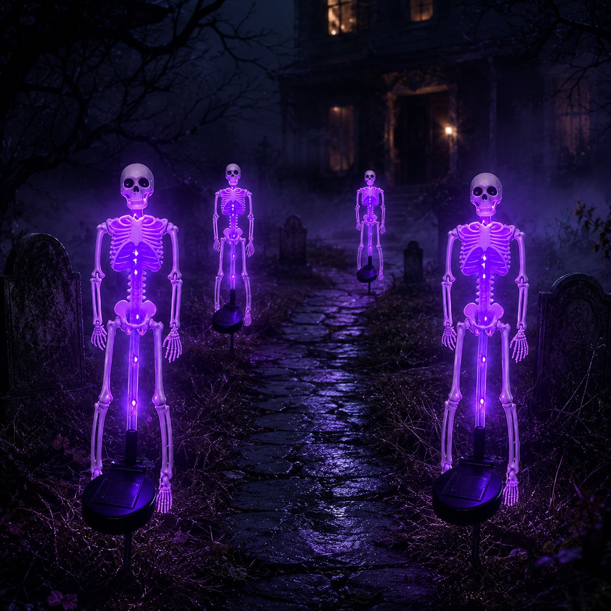 💀 Solar Purple Glow Skeleton Yard Stake