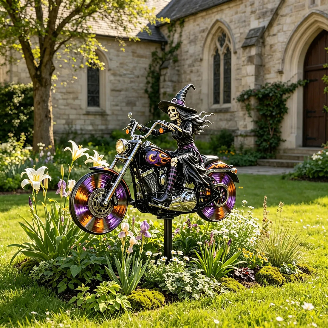🎃 BikerSpooky Halloween Motorcycle Garden Windmill 🏍️