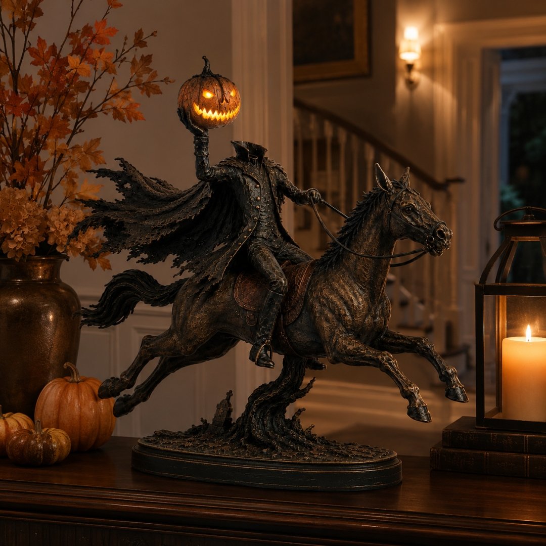 🔥 Halloween Special – Headless Horseman Midnight Ride Statue 🎃🏇