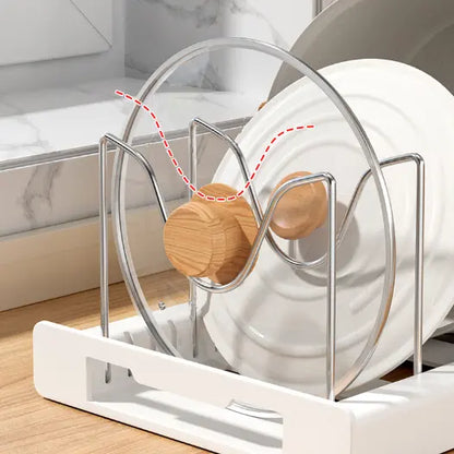 🍽️ 7/10-Slot Adjustable Tableware Organizer – Space-Saving Rack for Plates, Lids & Cutting Boards