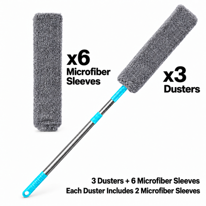 🧹 Flexible Microfiber Gap Duster – Extendable Cleaning Tool with Washable Replacement Pads