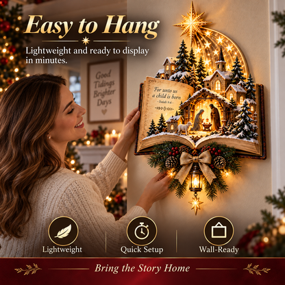 ✨Last Day 49% OFF✨✝️ A Story That Still Shines – Lighted Nativity Christmas Wall Decor✨🎄