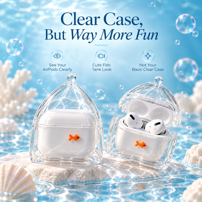🐠 Goldfish Aquarium AirPods Case – Cute Transparent Protective Cover