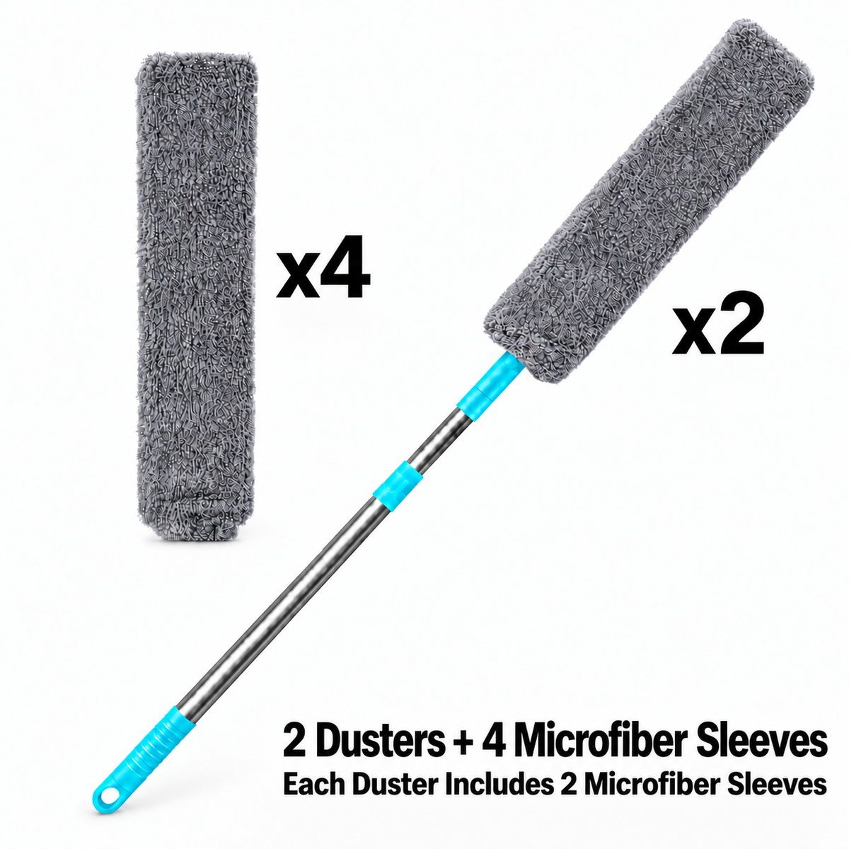 🧹 Flexible Microfiber Gap Duster – Extendable Cleaning Tool with Washable Replacement Pads
