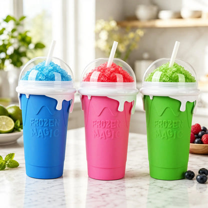 11.8oz Slushie Maker Cup with Lid & Straw for DIY Frozen Drinks