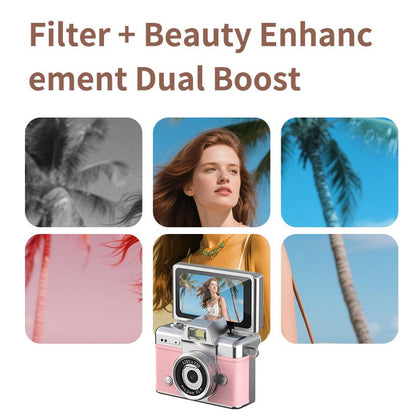 📸 Mini Retro Digital Camera with 180° Flip Screen – 32GB Card Included
