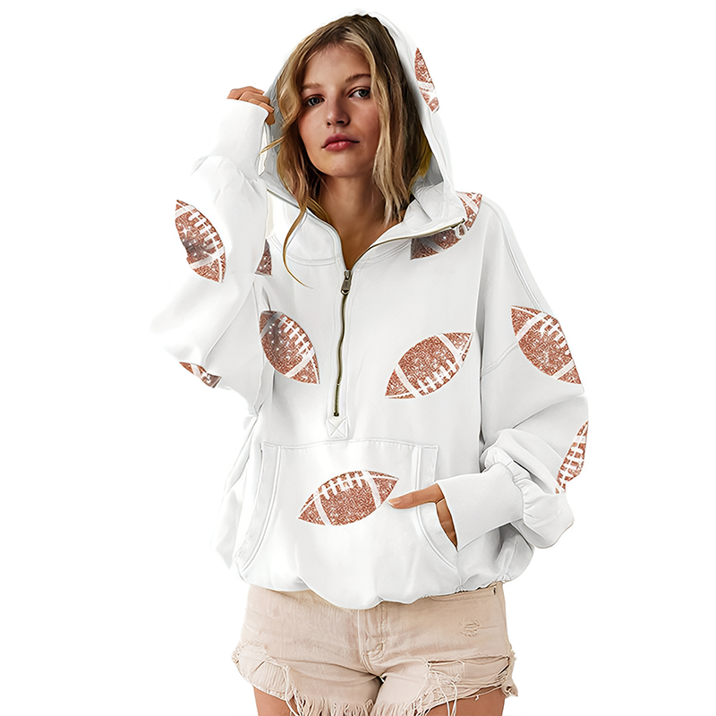 ‘Glam Kickoff’ Long Sleeve Zip Hoodie