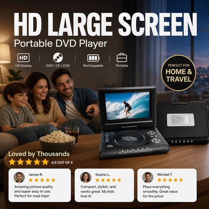 🔥50% OFF📺Portable DVD/EVD Player – 7.8" Rechargeable Screen, Compatible with DVD/CD/USB/SD for Home & Travel